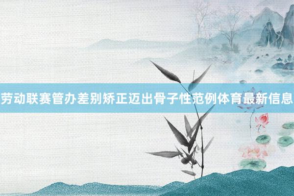 劳动联赛管办差别矫正迈出骨子性范例体育最新信息