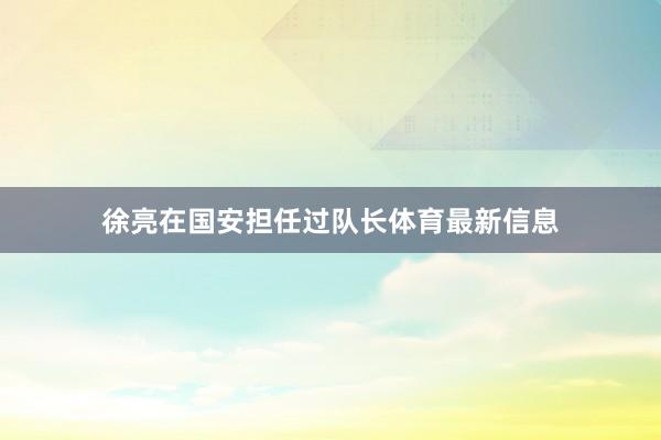 徐亮在国安担任过队长体育最新信息