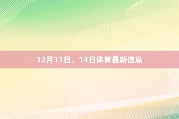 12月11日、14日体育最新信息